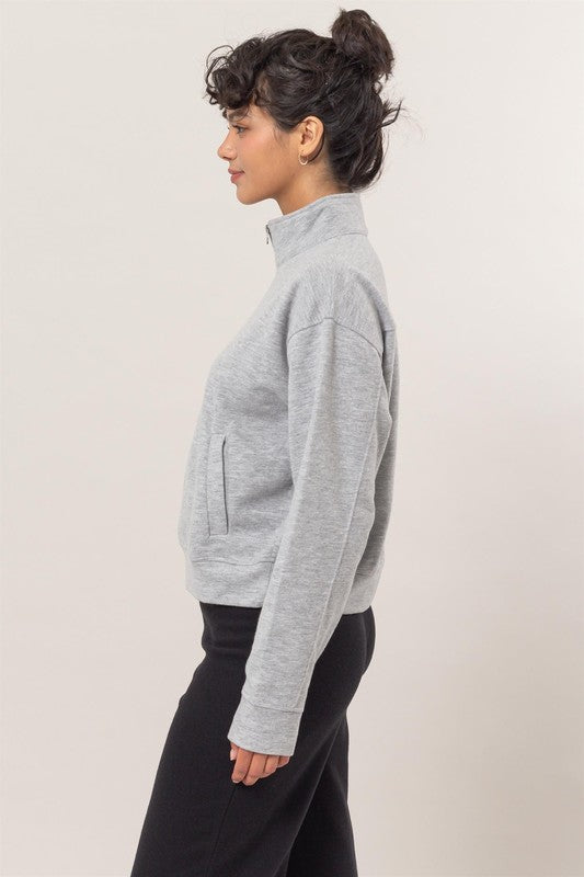 Grey Half Zip Sweatshirt w/ Pockets