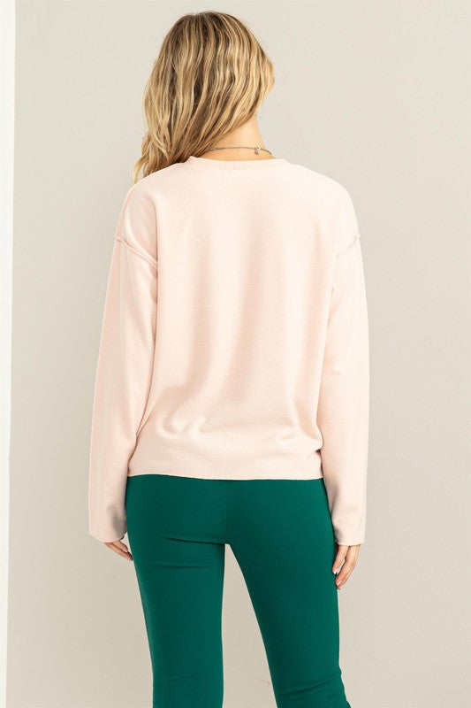 Blush Reverse Seam Long Sleeve Top