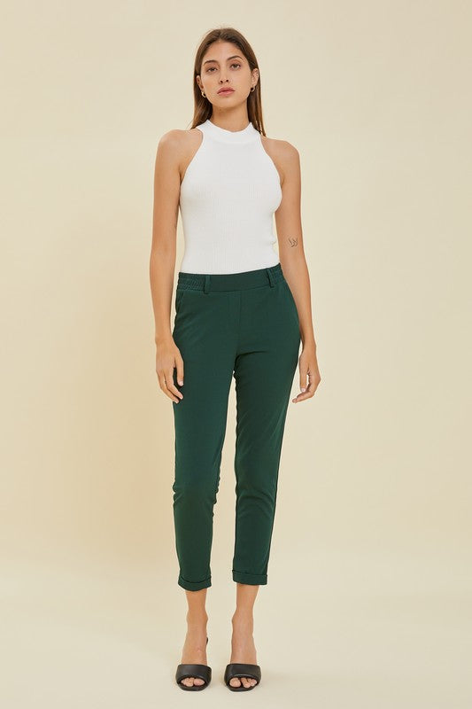 EMERALD PULL ON MID RISE ANKLE PANTS