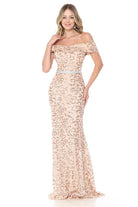 MOB Nude Sequin Long Dress-Market Grey Boutique