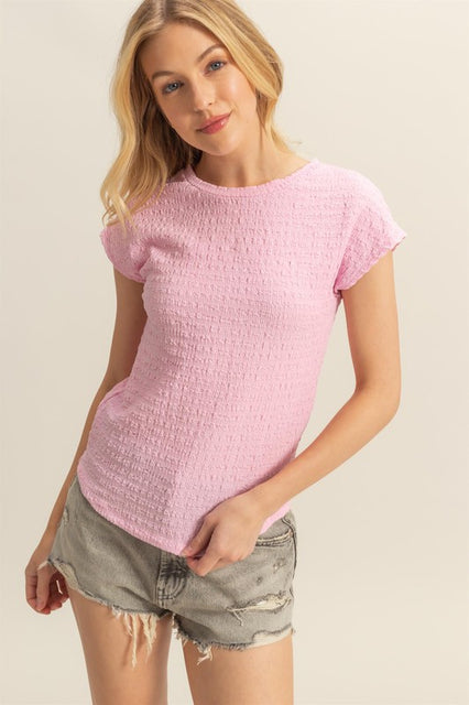 Pink Textured Knit Top