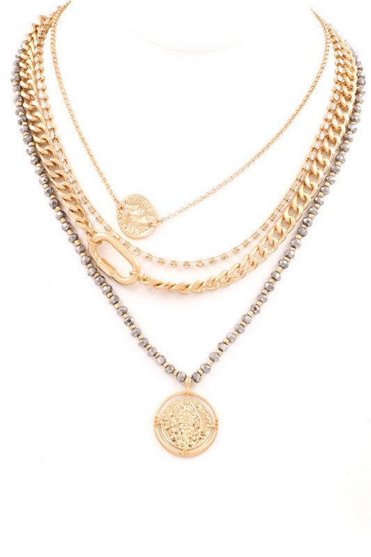 Layered Coin Charm Necklace