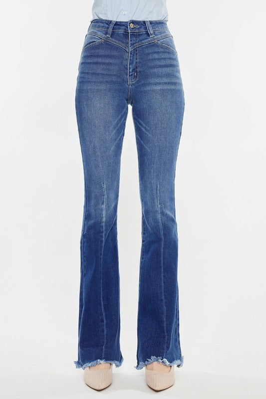 KC Western HR FRAYED HEM FLARE JEANS