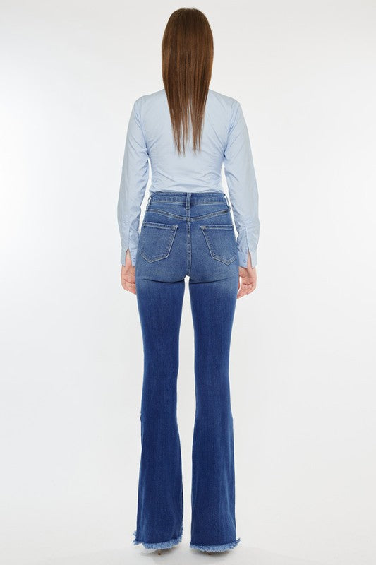 KC Western HR FRAYED HEM FLARE JEANS