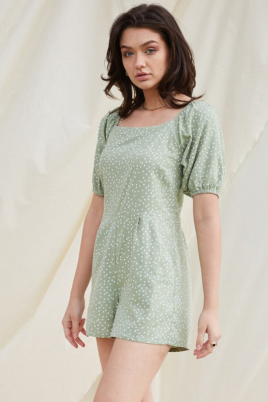 Sage Polka Dot Romper