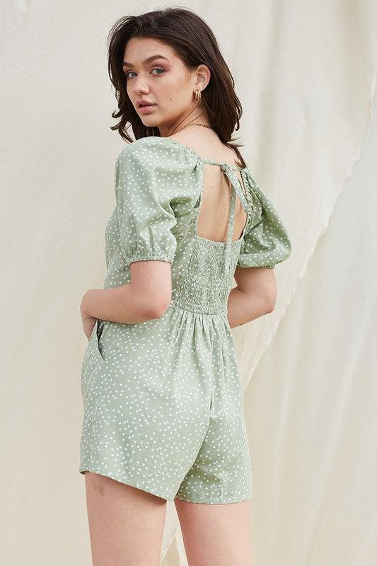 Sage Polka Dot Romper