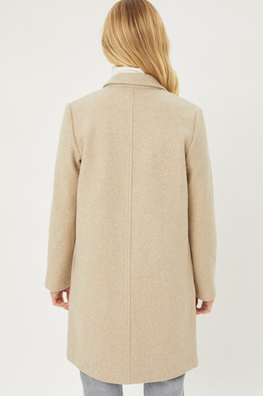 Oatmeal Long Line Fleece Open Coat