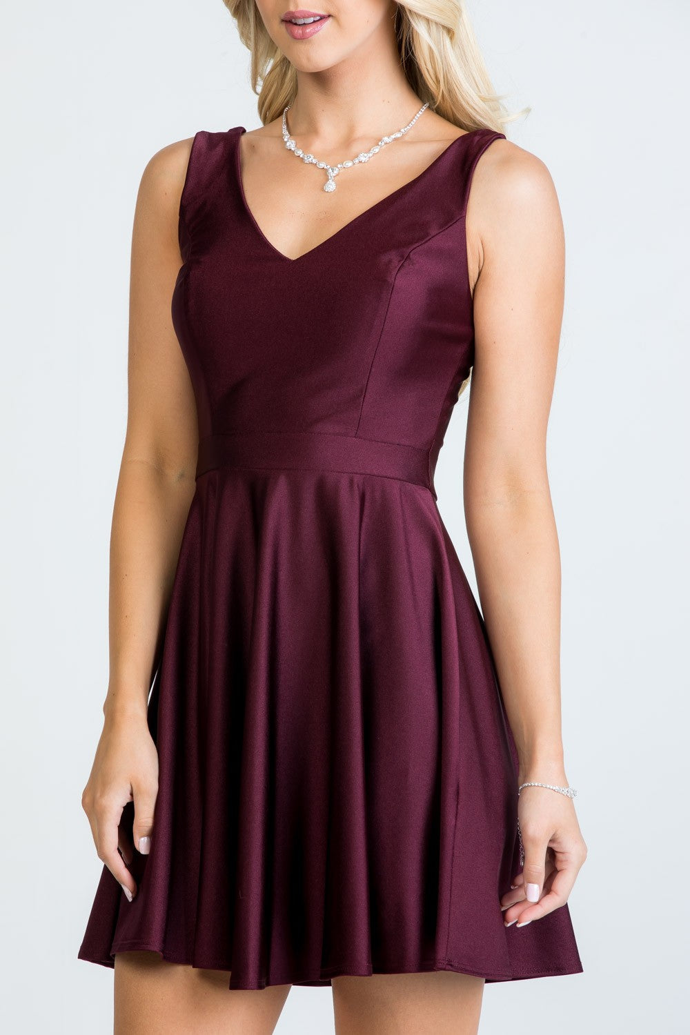 Burgundy Dalia Fit And Flare Tricot Dress-Market Grey Boutique