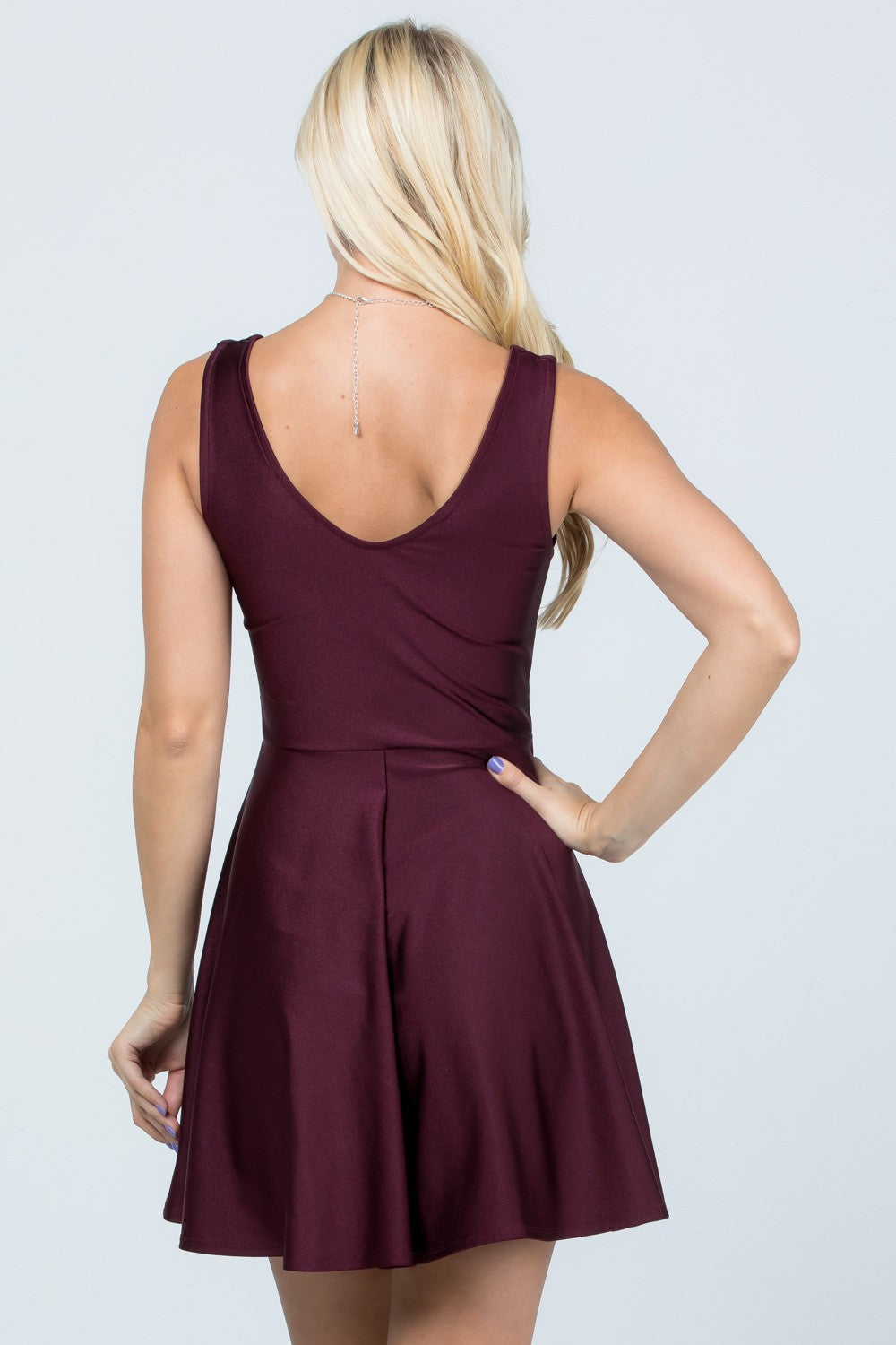 Burgundy Dalia Fit And Flare Tricot Dress-Market Grey Boutique
