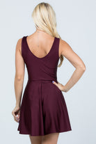 Burgundy Dalia Fit And Flare Tricot Dress-Market Grey Boutique