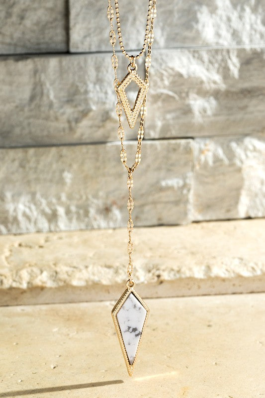 Semi-Precious Stone Diamond Layered Necklace