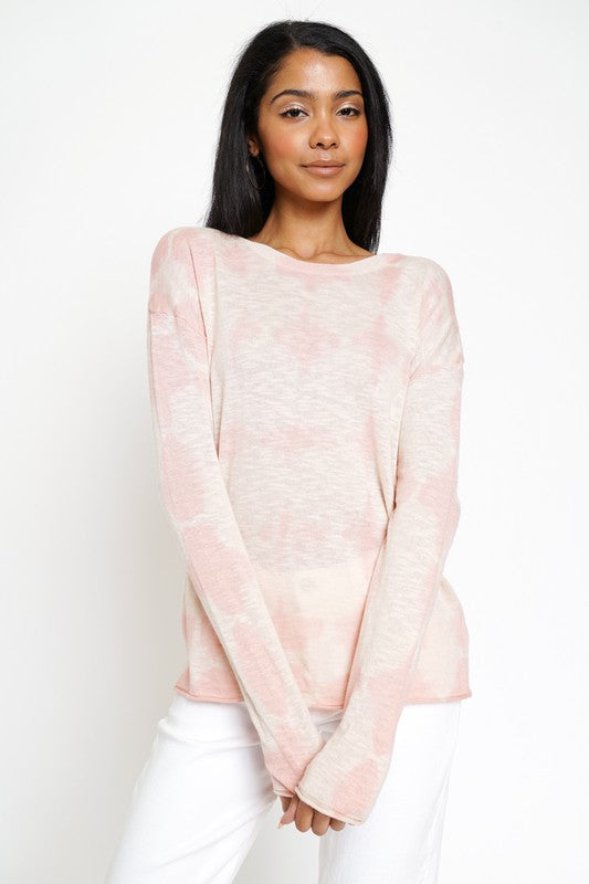 Dusty Peach Tie Dye Lightweight Sweater