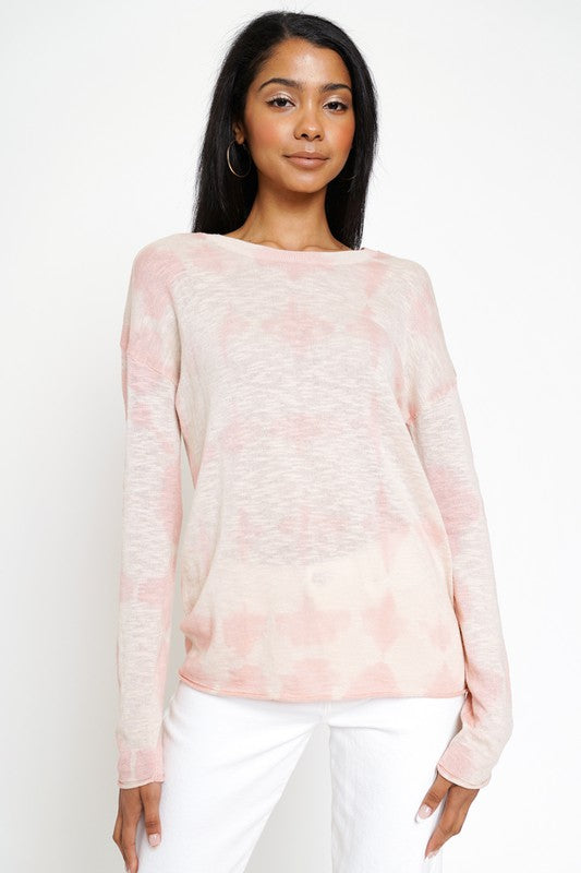 Dusty Peach Tie Dye Lightweight Sweater