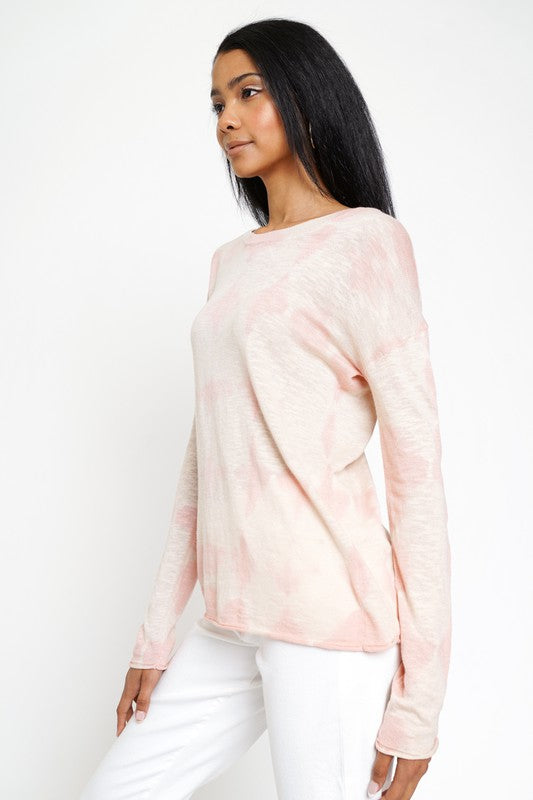 Dusty Peach Tie Dye Lightweight Sweater