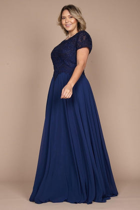 Navy Dylan & Davids Short Sleeve Formal Dress