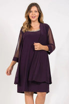 Plum R&M Richards Short Formal MOB Dress-Market Grey Boutique