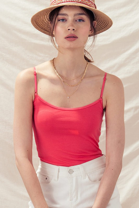 Coral Essential Skinny Strap Tank-Market Grey Boutique