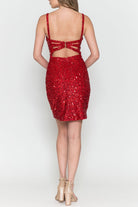 Red Sequin Cocktail Dress-Market Grey Boutique