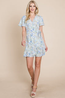 Floral Ruffle Hem Wrap Dress