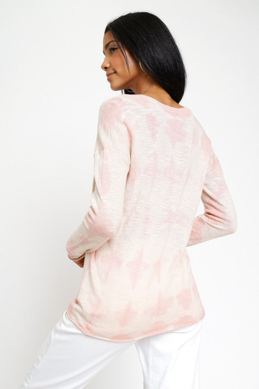 Dusty Peach Tie Dye Lightweight Sweater
