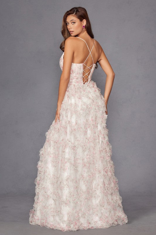 Preview Only - 2026 Pink Floral Fitted Corsette Dress🤍