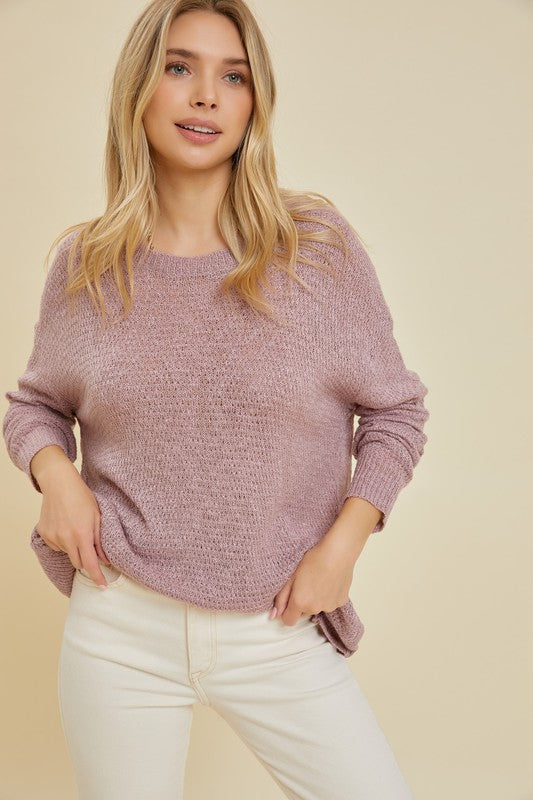 LILAC OPEN-BACK KNIT SWEATER