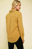 Mustard Button Up Blouse-Market Grey Boutique