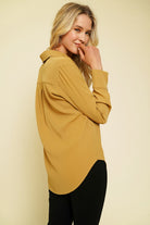 Mustard Button Up Blouse-Market Grey Boutique