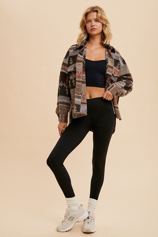 Taupe/Rust Aztec Shacket-Market Grey Boutique