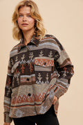 Taupe/Rust Aztec Shacket