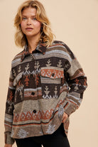 Taupe/Rust Aztec Shacket-Market Grey Boutique