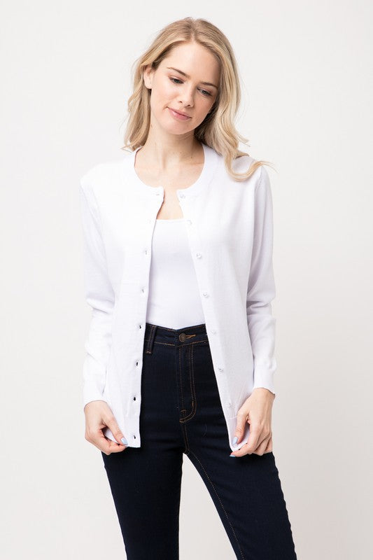 Sweet Spring White  Button Down Cardigan