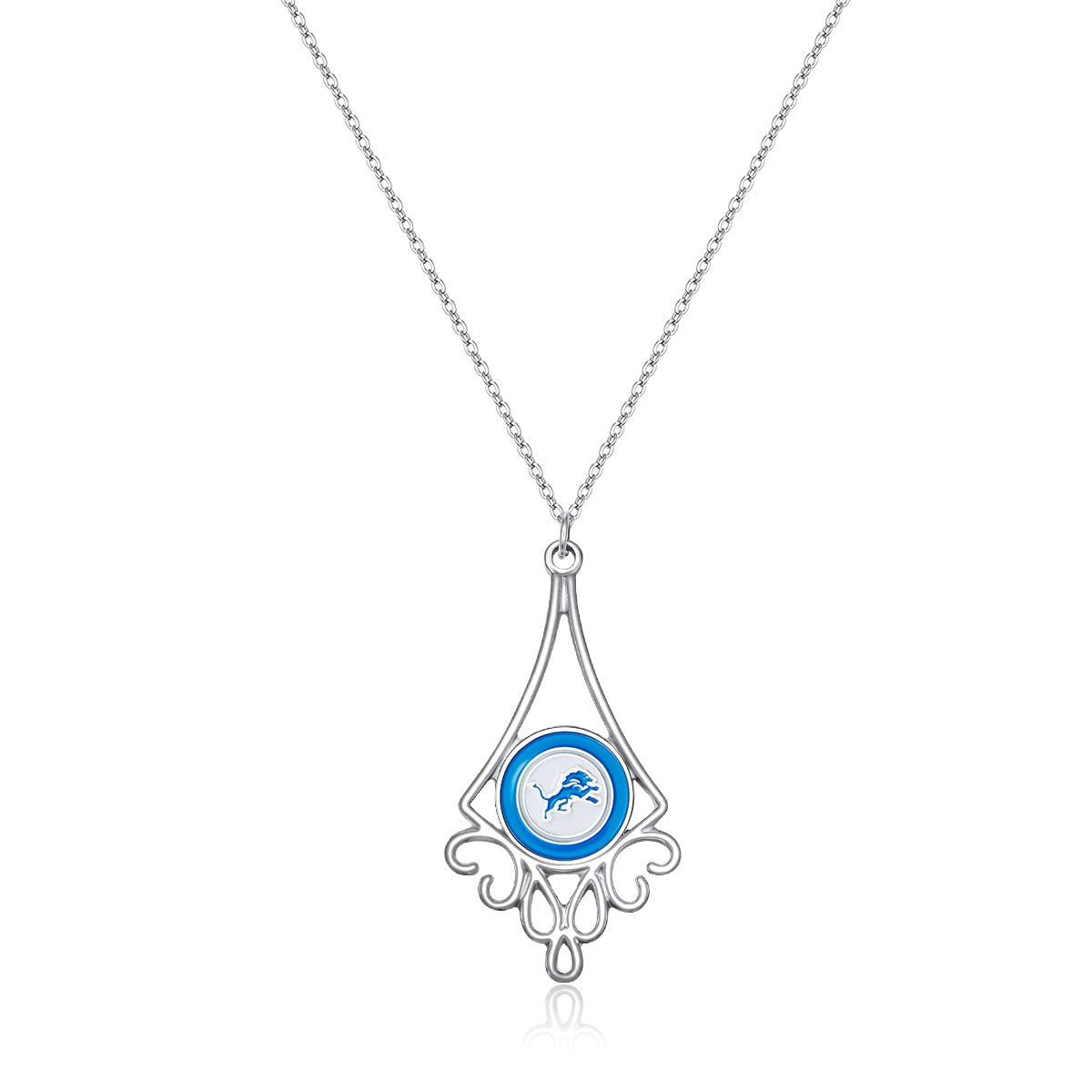 NFL Detroit Lions Diamond Shaped Floral Necklace