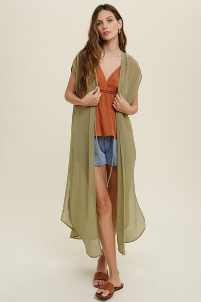 DOLMAN SLEEVE COVER-UP WITH WAIST TIE