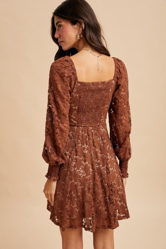 Autumn Dreams Lace Mini Dress