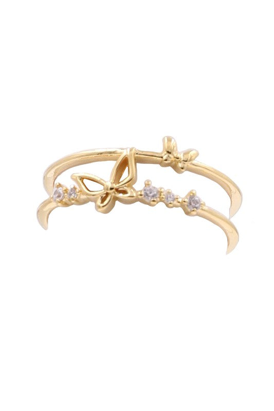 Brass Metal Butterfly CZ Ring