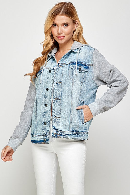 Denim Jacket with Fleece Hoodie