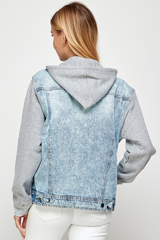 Denim Jacket with Fleece Hoodie