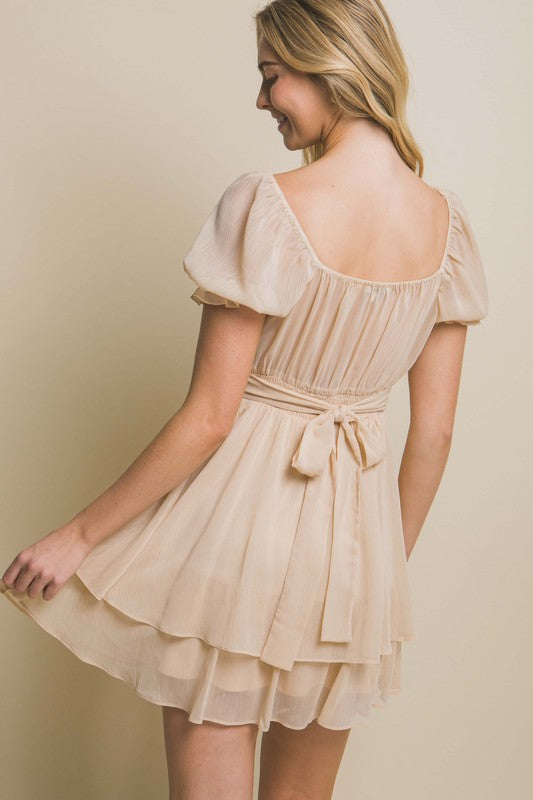 Light Beige Tie Back Mini Dress – MarketGreyBoutique