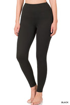Black Premium Microfiber Wide Waistband Leggings-Market Grey Boutique