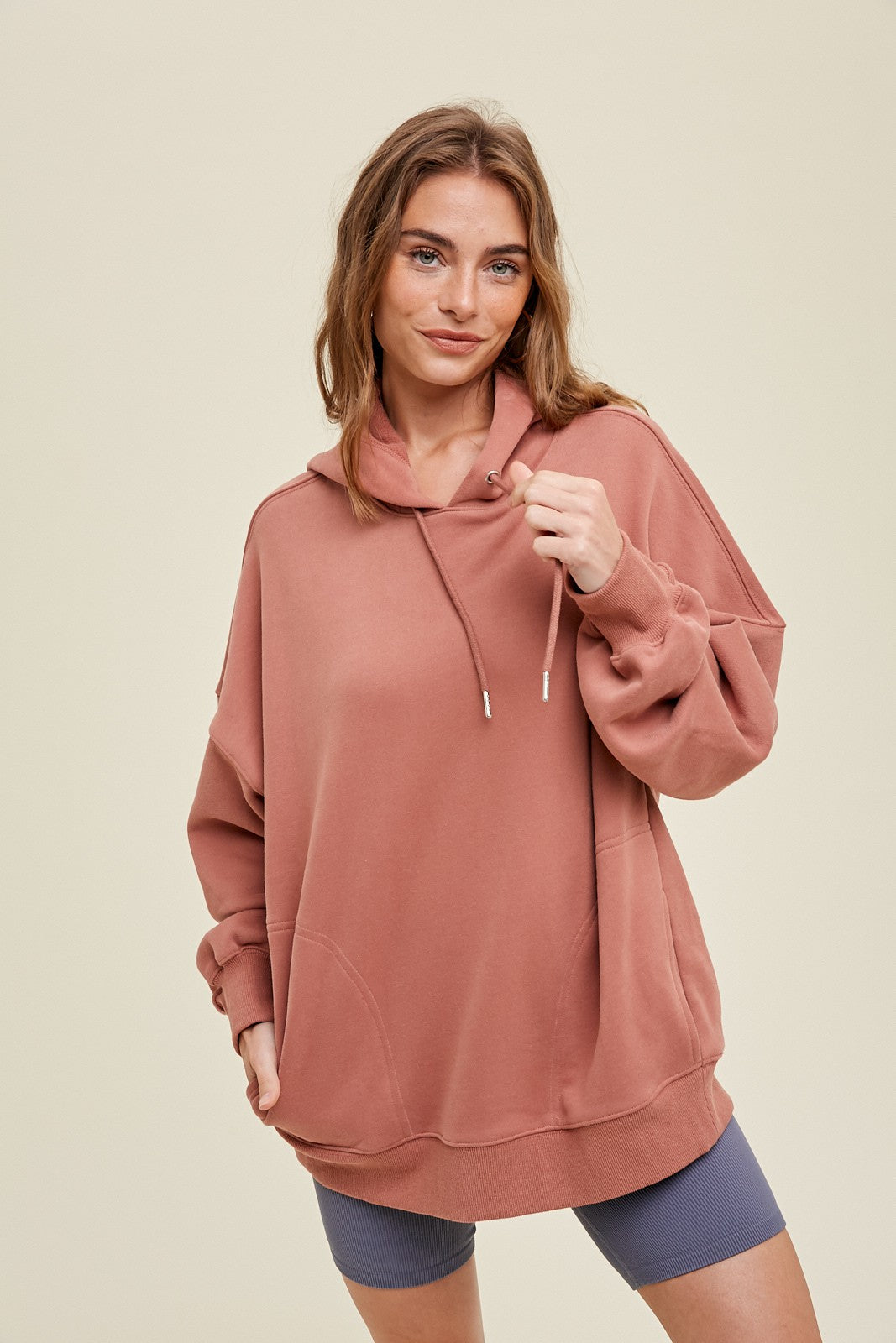 Rusty Rose Boyfriend Hoodie Sweatshirt-Market Grey Boutique