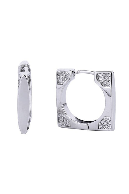 Huggie Hoop Cz Square Earring