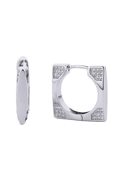 Huggie Hoop Cz Square Earring