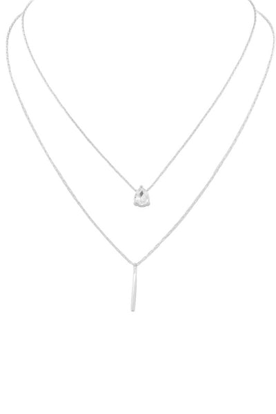 Metal Chain Glass Jewel Bar Necklace