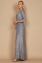 Dylan & Davids Long Sleeve Sequin Formal Dress-Market Grey Boutique