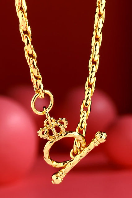 18K Gold Plated Crown Toggle Chain Necklace