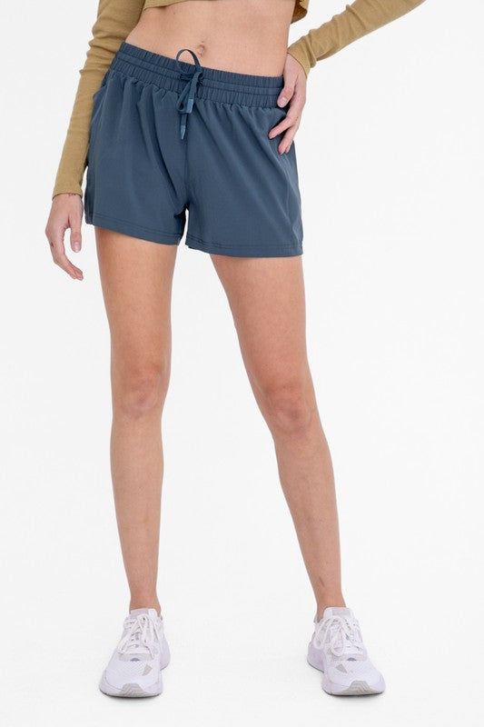 Midnight Navy Drawstring Pocket Athleisure Shorts