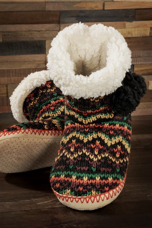 Hand Knitted Multi Color Slipper Boots-Market Grey Boutique