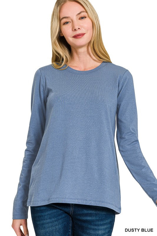 Dusty Blue Basic Long Sleeve Tee