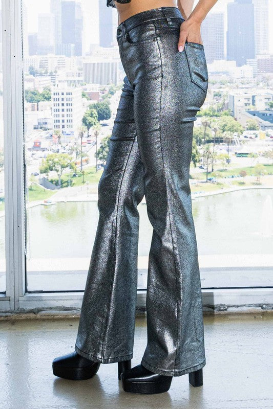 METALLIC BOOTCUT PANTS